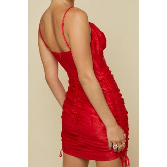 NEW BLUE BLUSH ruched mini dress in red - Picture 3 of 3